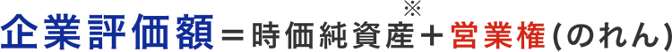 企業評価額＝時価純資産＋営業権(のれん)