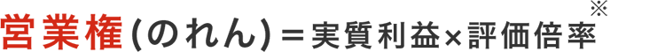 営業権(のれん)＝実質利益×評価倍率